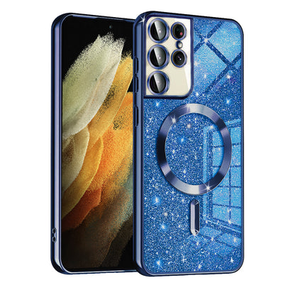 MagSafe Case for Samsung Galaxy S21 Ultra 5G G998, Techsuit, Luxury Glitter, Dark Blue