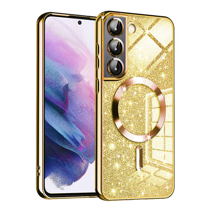 Capa MagSafe para Samsung Galaxy S22 5G S901, Techsuit, Luxury Glitter, Dourada