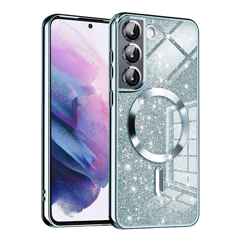 Capa MagSafe para Samsung Galaxy S22 5G S901, Techsuit, Luxury Glitter, Azul