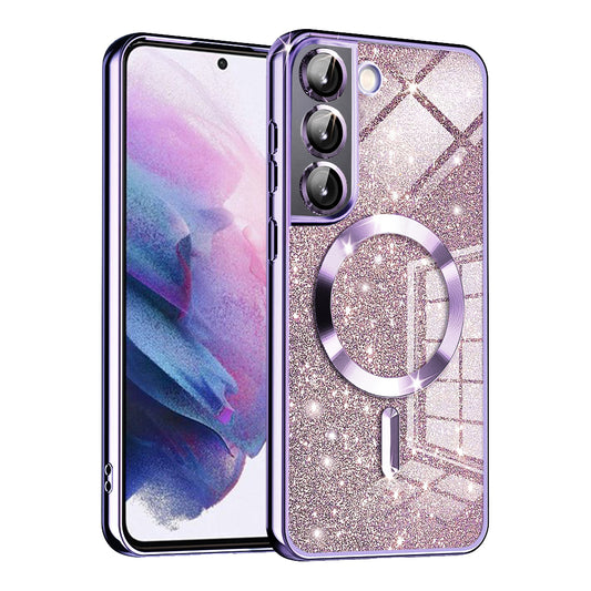 Capa MagSafe para Samsung Galaxy S22 5G S901, Techsuit, Luxury Glitter, Roxo Claro