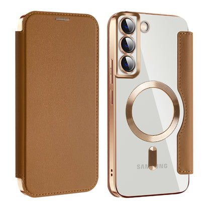 Capa MagSafe para Samsung Galaxy S22+ 5G S906, Techsuit, SmartMag Book, Castanha
