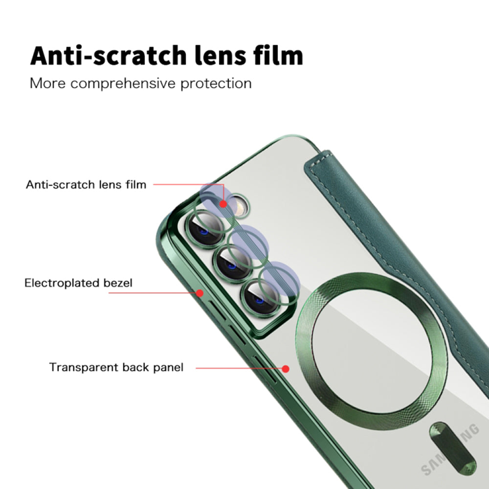 Capa MagSafe para Samsung Galaxy S22+ 5G S906, Techsuit, SmartMag Book, Verde