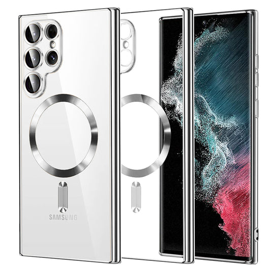 Capa MagSafe para Samsung Galaxy S22 Ultra 5G S908, Techsuit, Luxury Crystal, Prateada