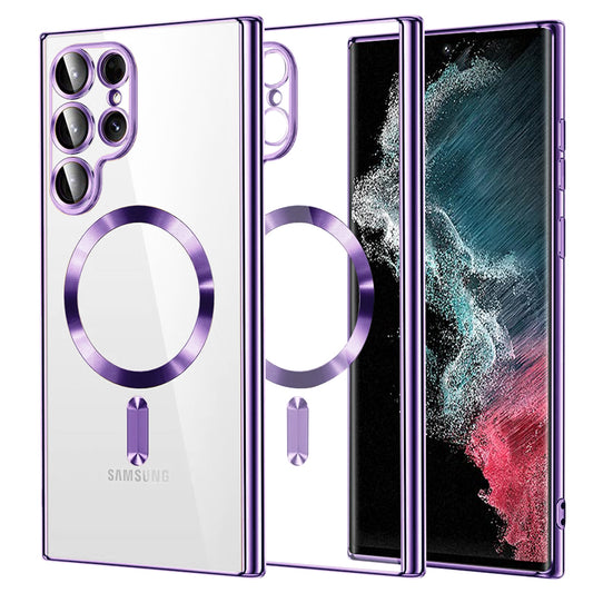 Capa MagSafe para Samsung Galaxy S22 Ultra 5G S908, Techsuit, Luxury Crystal, Roxo Claro