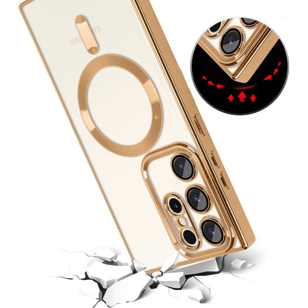 Capa MagSafe para Samsung Galaxy S22 Ultra 5G S908, Techsuit, Luxury Crystal, Vermelha