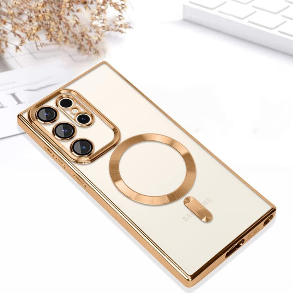Capa MagSafe para Samsung Galaxy S22 Ultra 5G S908, Techsuit, Luxury Crystal, Vermelha