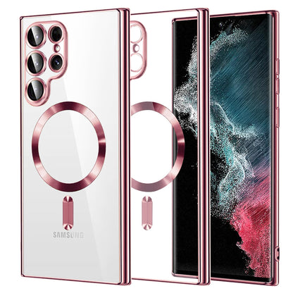 Capa MagSafe para Samsung Galaxy S22 Ultra 5G S908, Techsuit, Luxury Crystal, Rosa