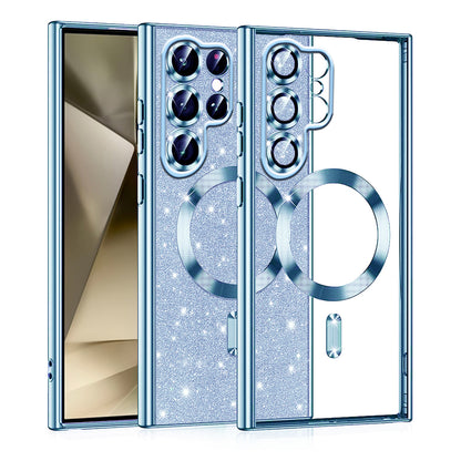 Capa MagSafe para Samsung Galaxy S22 Ultra 5G S908, Techsuit, Luxury Glitter, Azul