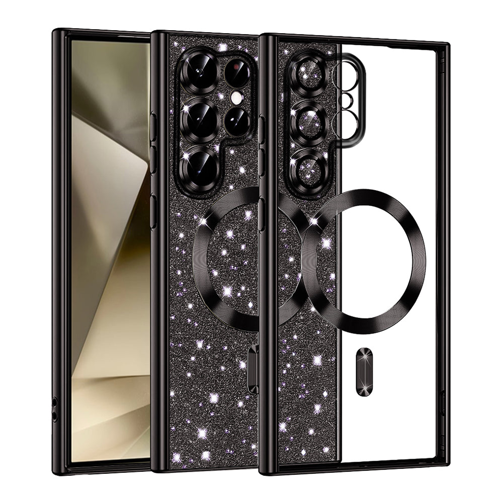 Capa MagSafe para Samsung Galaxy S22 Ultra 5G S908, Techsuit, Luxury Glitter, Preta