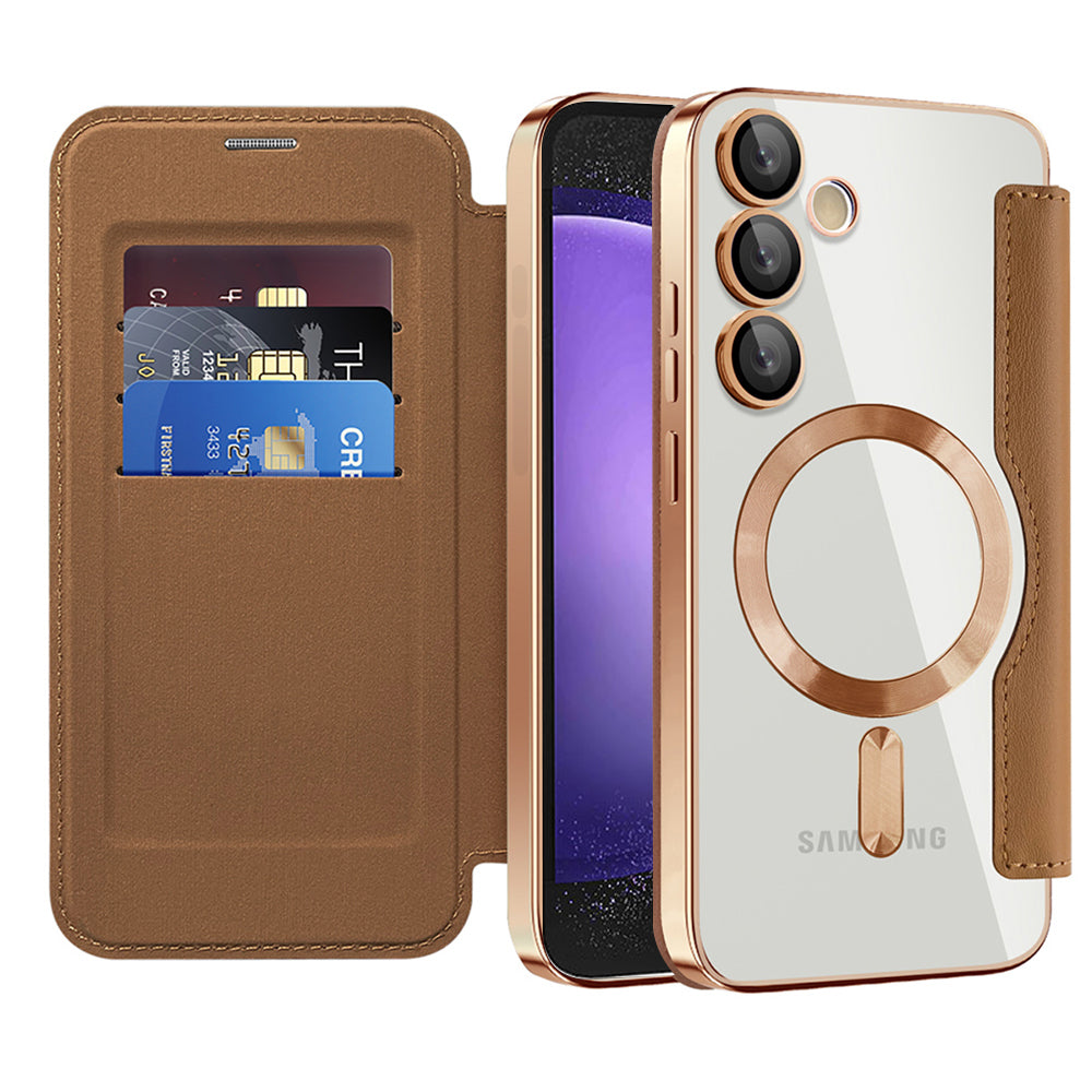 Capa MagSafe para Samsung Galaxy S23 FE S711, Techsuit, SmartMag Book, Castanha