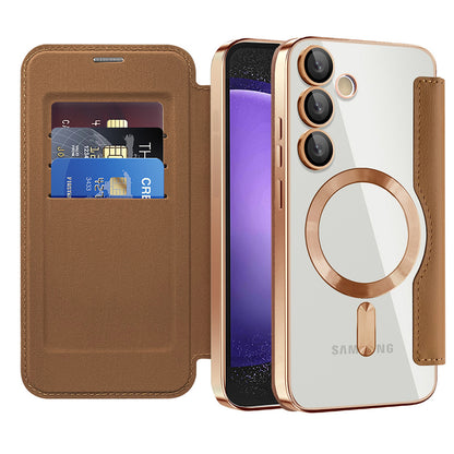 Capa MagSafe para Samsung Galaxy S23 FE S711, Techsuit, SmartMag Book, Castanha