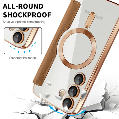 Capa MagSafe para Samsung Galaxy S23 FE S711, Techsuit, SmartMag Book, Castanha