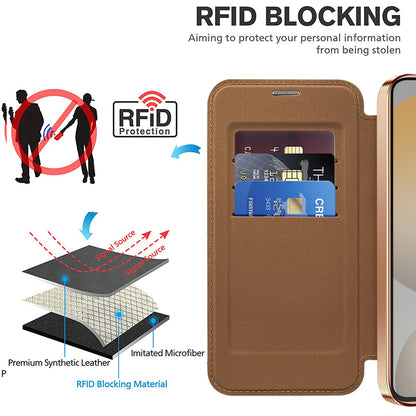 Capa MagSafe para Samsung Galaxy S23 FE S711, Techsuit, SmartMag Book, Castanha