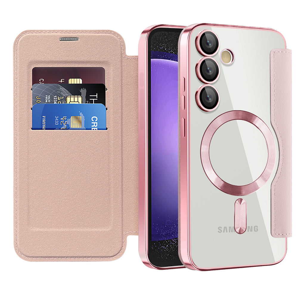 Capa MagSafe para Samsung Galaxy S23 FE S711, Techsuit, SmartMag Book, Rosa