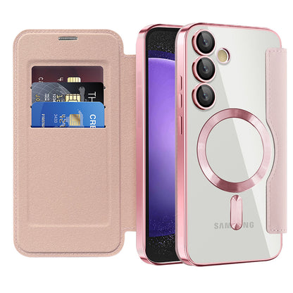 Capa MagSafe para Samsung Galaxy S23 FE S711, Techsuit, SmartMag Book, Rosa