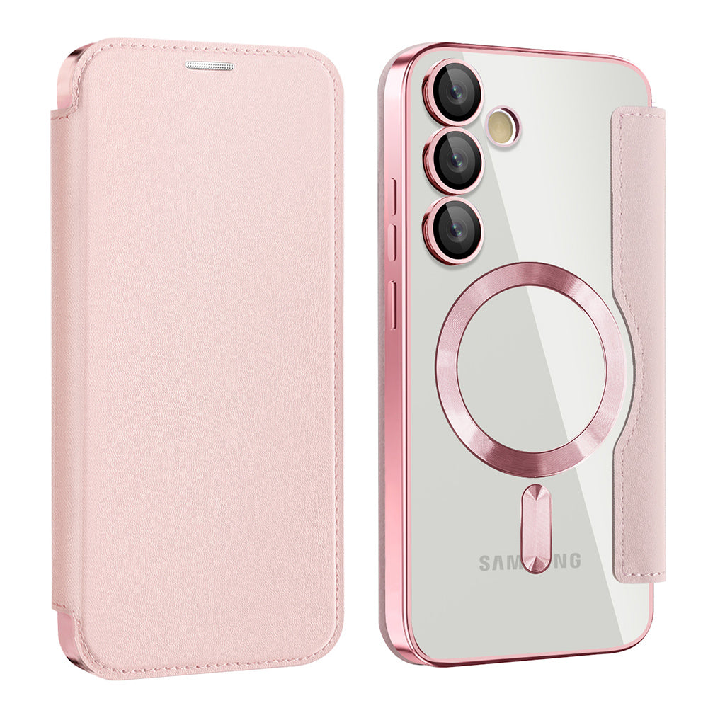 Capa MagSafe para Samsung Galaxy S23 FE S711, Techsuit, SmartMag Book, Rosa