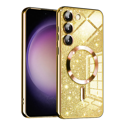Capa MagSafe para Samsung Galaxy S23+ S916, Techsuit, Luxury Glitter, Dourada