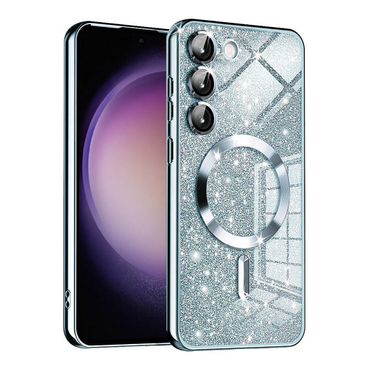 Capa MagSafe para Samsung Galaxy S23+ S916, Techsuit, Luxury Glitter, Azul