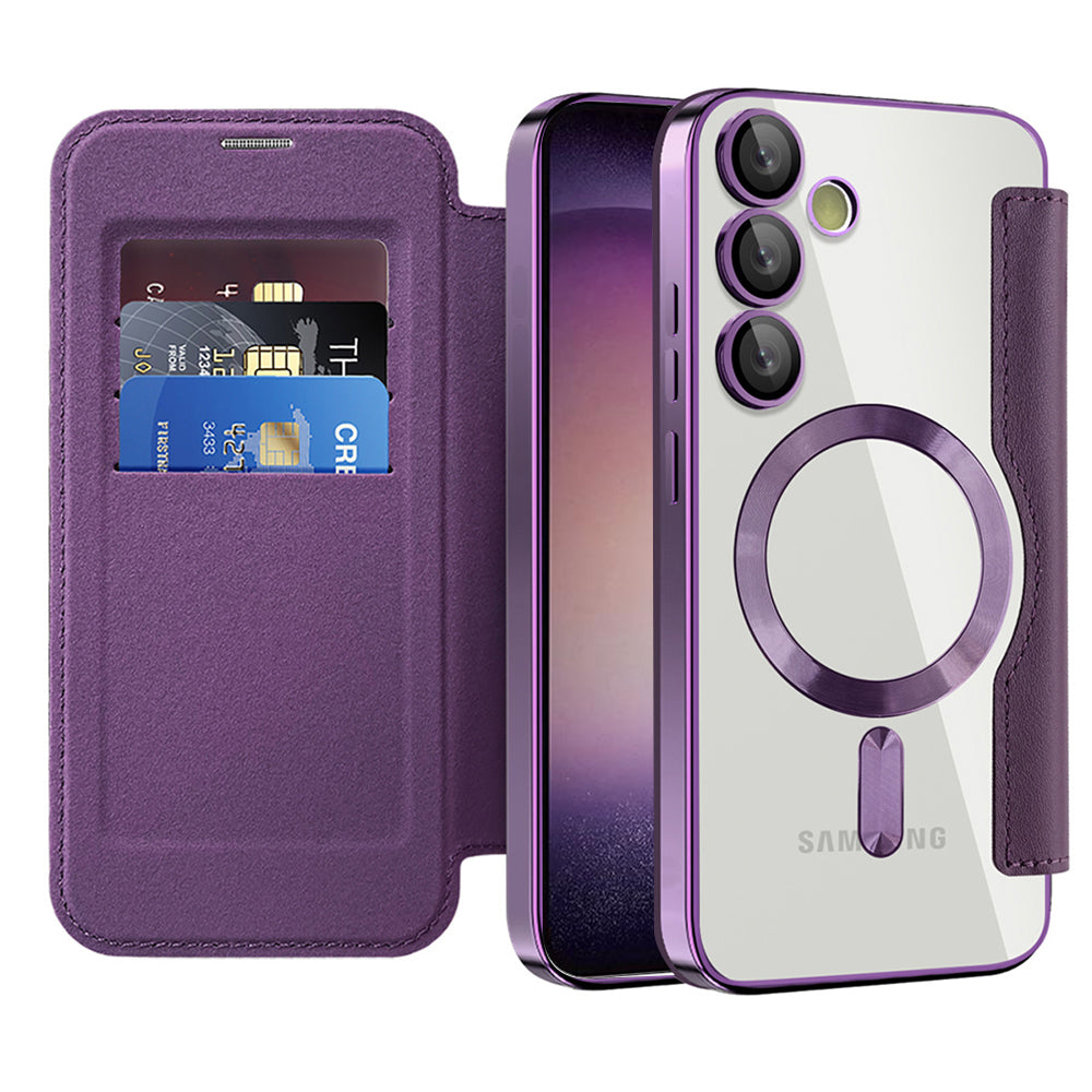 Capa MagSafe para Samsung Galaxy S23+ S916, Techsuit, SmartMag Book, Roxo