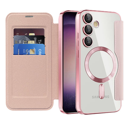 Capa MagSafe para Samsung Galaxy S23+ S916, Techsuit, SmartMag Book, Rosa