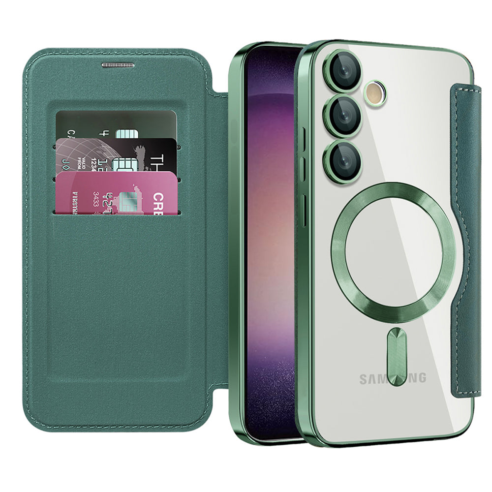 Capa MagSafe para Samsung Galaxy S23+ S916, Techsuit, SmartMag Book, Verde