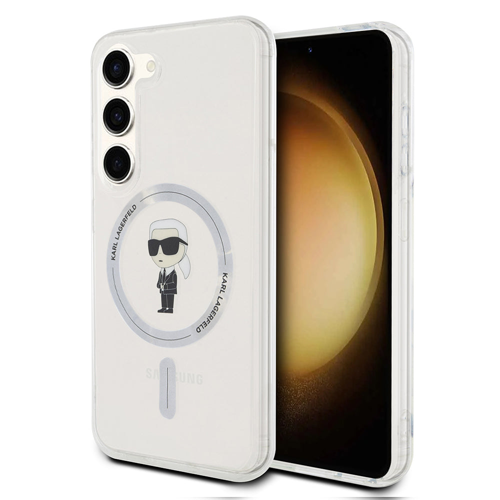 Capa MagSafe para Samsung Galaxy S23 S911, Karl Lagerfeld, IML Ikonik Karl, Transparente