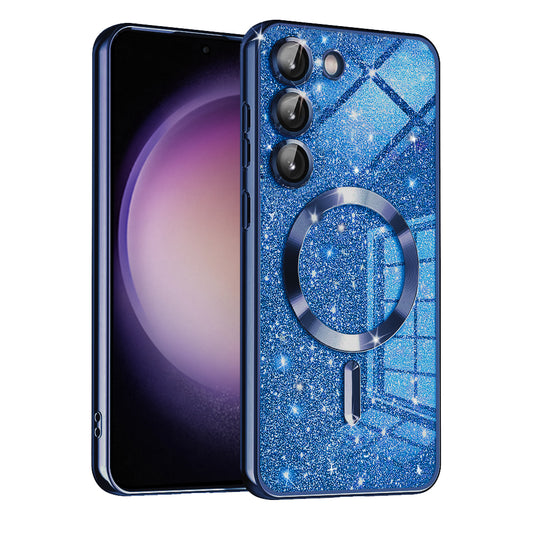 Capa MagSafe para Samsung Galaxy S23 S911, Techsuit, Luxury Glitter, Azul Escuro