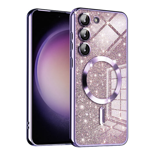 Capa MagSafe para Samsung Galaxy S23 S911, Techsuit, Luxury Glitter, Roxo Claro