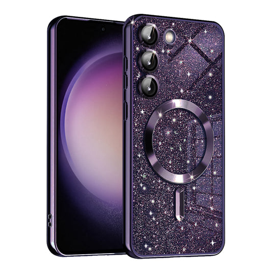 Capa MagSafe para Samsung Galaxy S23 S911, Techsuit, Luxury Glitter, Roxo Escuro