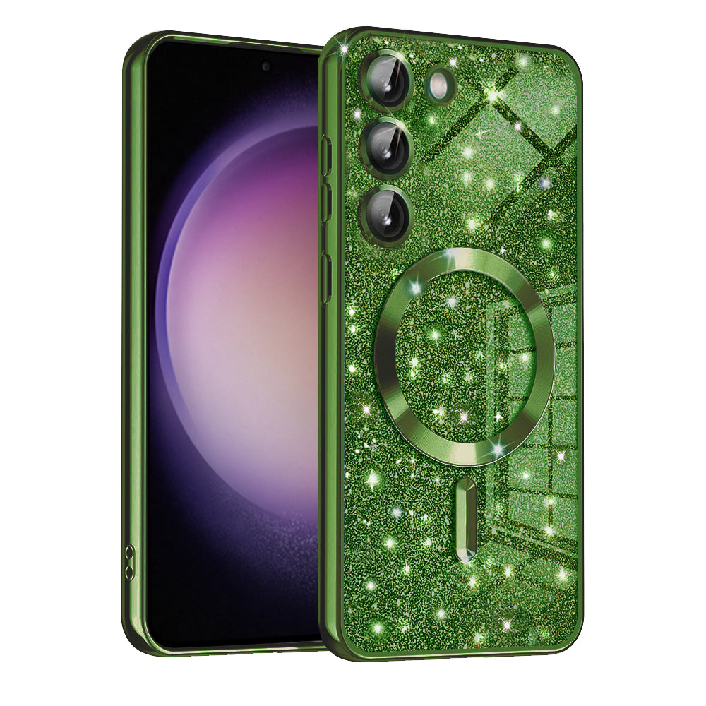 Capa MagSafe para Samsung Galaxy S23 S911, Techsuit, Luxury Glitter, Verde Escuro