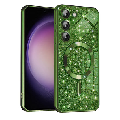 Capa MagSafe para Samsung Galaxy S23 S911, Techsuit, Luxury Glitter, Verde Escuro