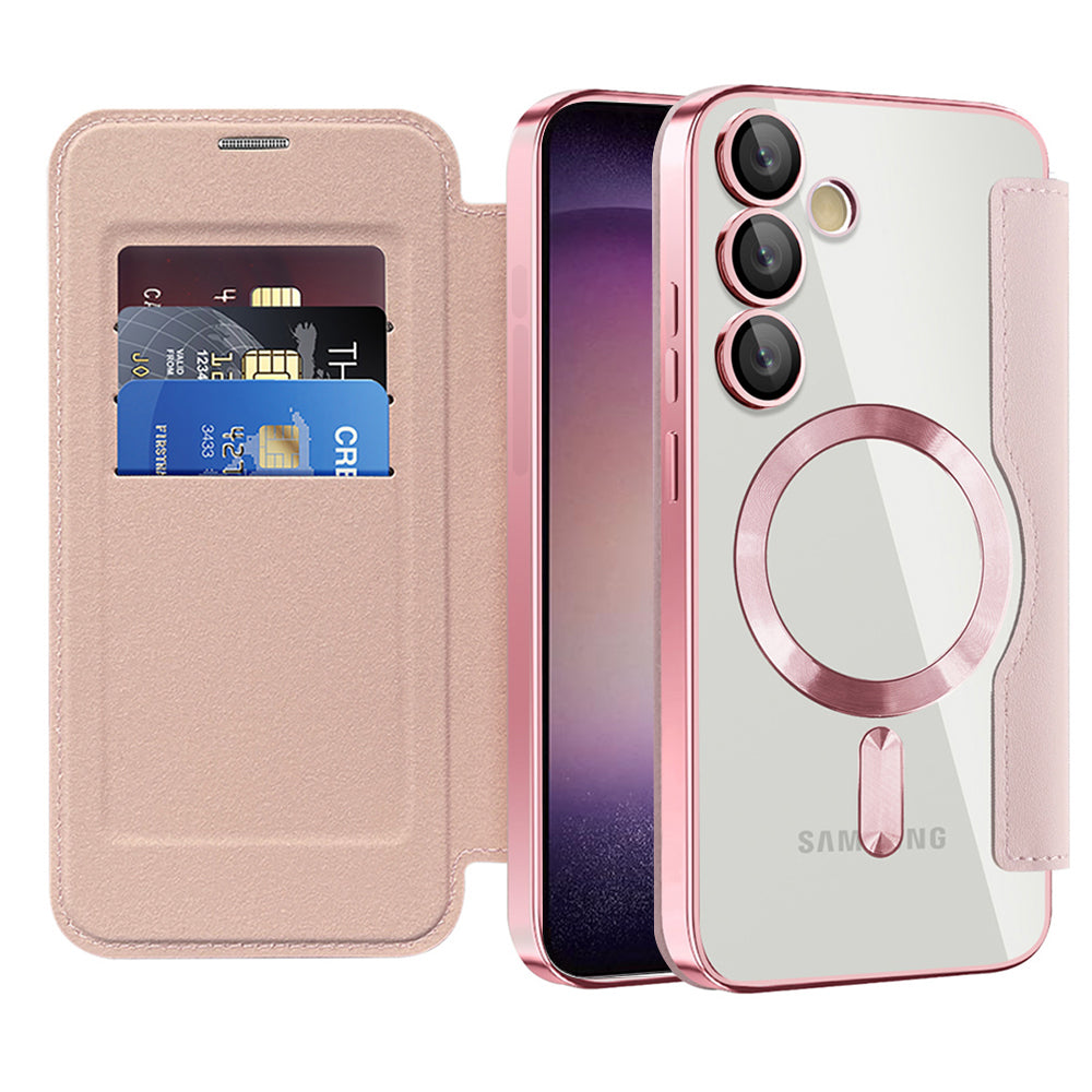 MagSafe Case for Samsung Galaxy S23 S911, Techsuit, SmartMag Book, Pink