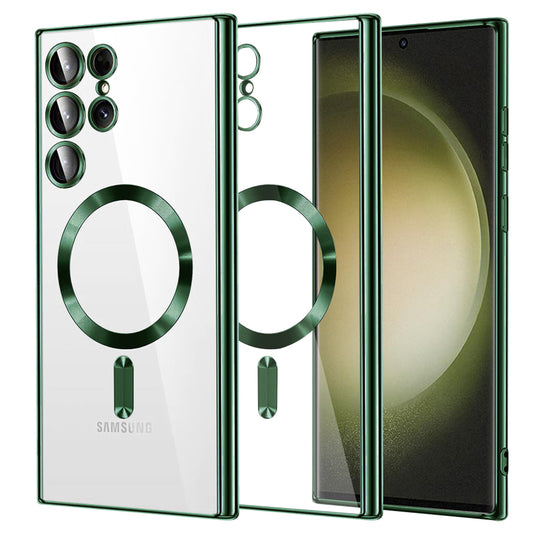Capa MagSafe para Samsung Galaxy S23 Ultra S918, Techsuit, Luxury Crystal, Verde Escuro