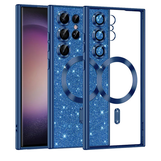 Capa MagSafe para Samsung Galaxy S23 Ultra S918, Techsuit, Luxury Glitter, Azul Escuro
