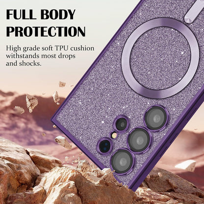 MagSafe Case for Samsung Galaxy S23 Ultra S918, Techsuit, Luxury Glitter, Silver
