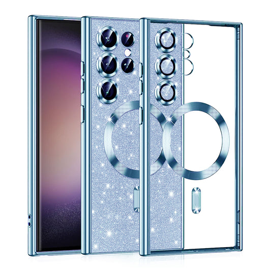 Capa MagSafe para Samsung Galaxy S23 Ultra S918, Techsuit, Luxury Glitter, Azul