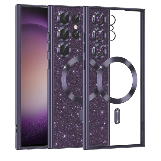 Capa MagSafe para Samsung Galaxy S23 Ultra S918, Techsuit, Luxury Glitter, Roxo Escuro