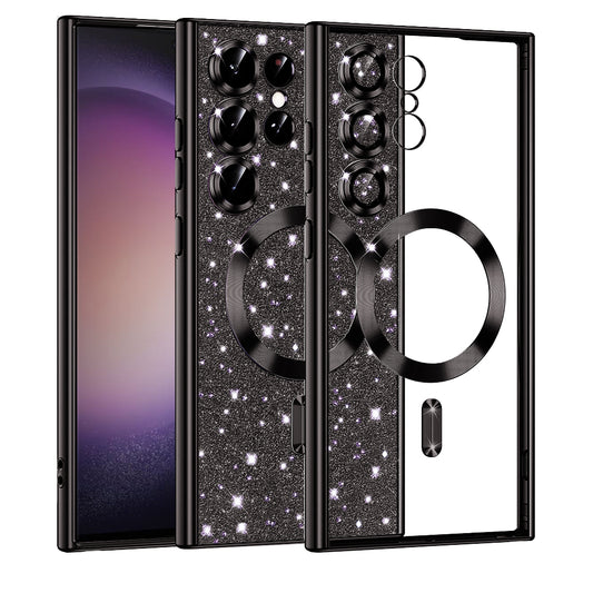 Capa MagSafe para Samsung Galaxy S23 Ultra S918, Techsuit, Luxury Glitter, Preta