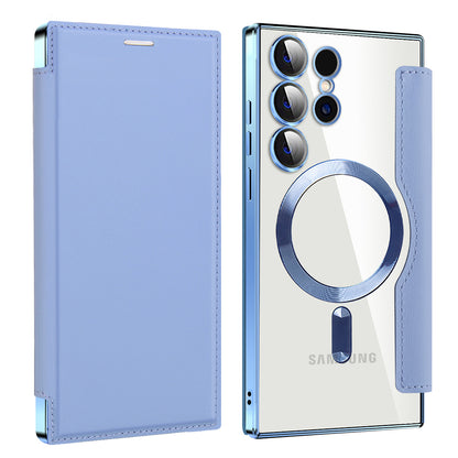 Capa MagSafe para Samsung Galaxy S23 Ultra S918, Techsuit, SmartMag Book, Azul