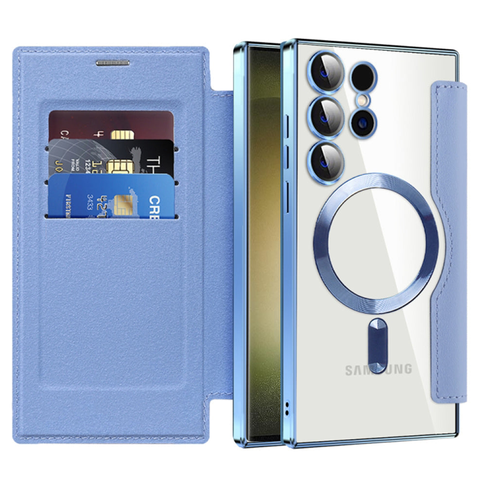 Capa MagSafe para Samsung Galaxy S23 Ultra S918, Techsuit, SmartMag Book, Azul