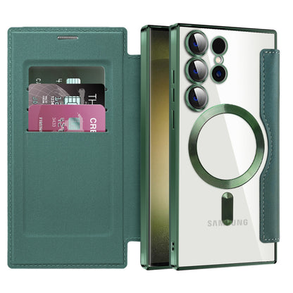 Capa MagSafe para Samsung Galaxy S23 Ultra S918, Techsuit, SmartMag Book, Verde