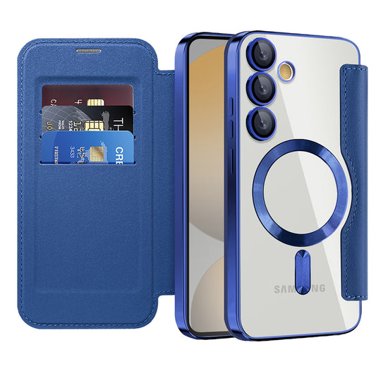 Capa MagSafe para Samsung Galaxy S24 FE S721, Techsuit, SmartMag Book, Azul