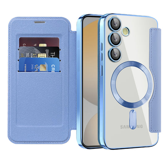 Capa MagSafe para Samsung Galaxy S24 FE S721, Techsuit, SmartMag Book, Azul