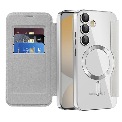 Capa MagSafe para Samsung Galaxy S24 FE S721, Techsuit, SmartMag Book, Cinzento