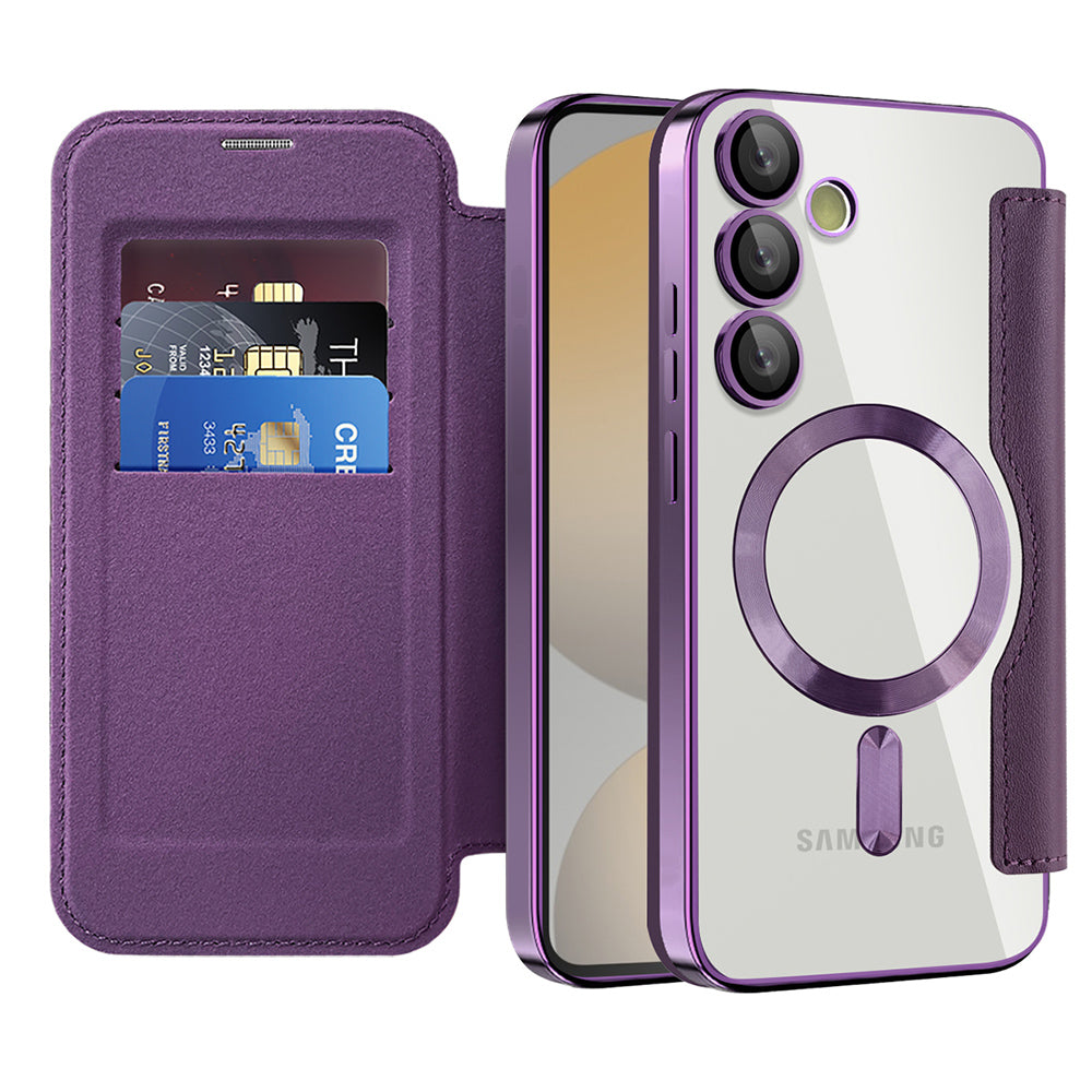 Capa MagSafe para Samsung Galaxy S24 FE S721, Techsuit, SmartMag Book, Roxo