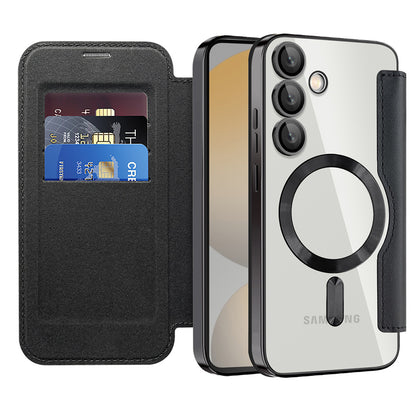 Capa MagSafe para Samsung Galaxy S24 FE S721, Techsuit, SmartMag Book, Preta