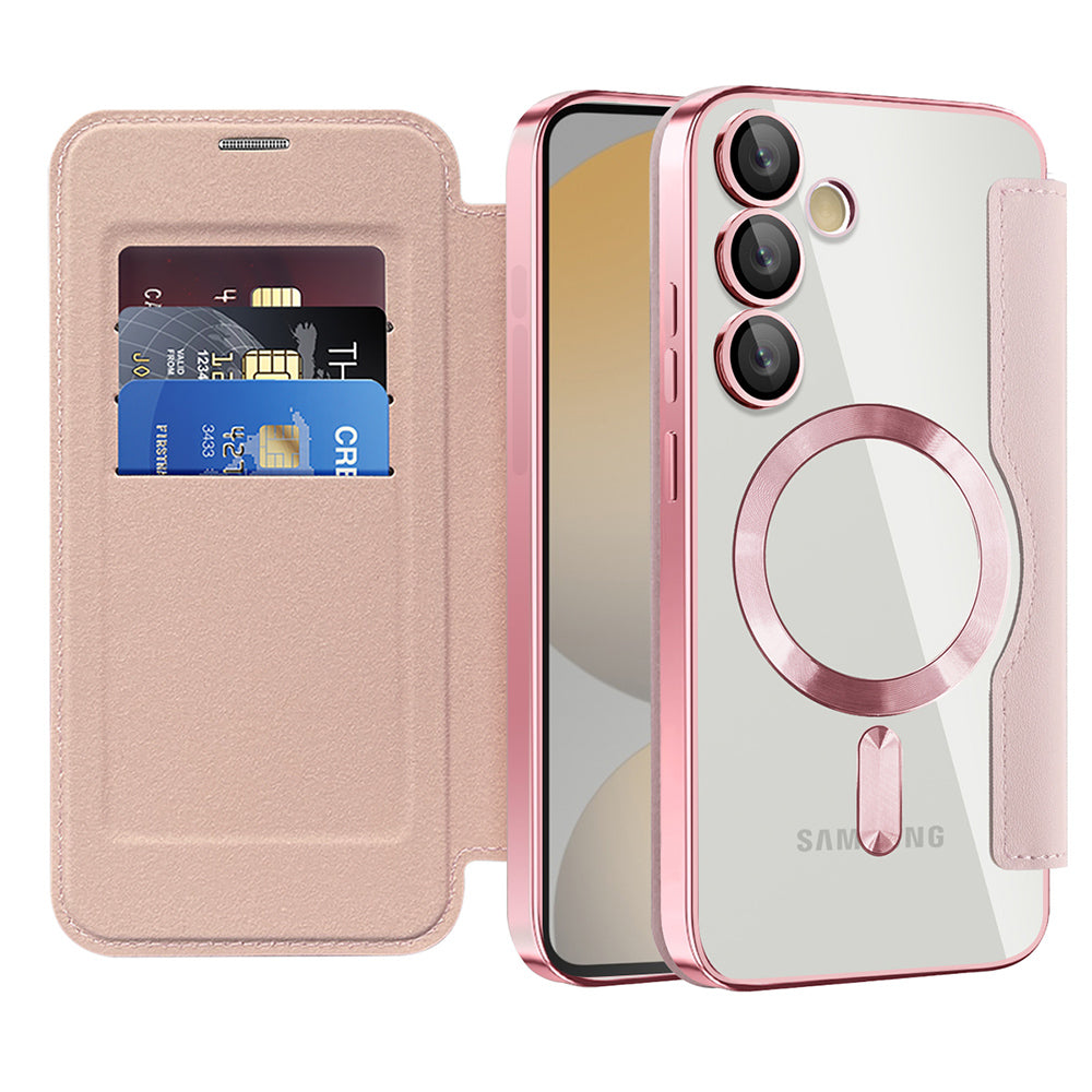 Capa MagSafe para Samsung Galaxy S24 FE S721, Techsuit, SmartMag Book, Rosa