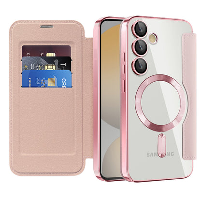 Capa MagSafe para Samsung Galaxy S24 FE S721, Techsuit, SmartMag Book, Rosa