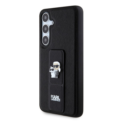 Capa MagSafe para Samsung Galaxy S24+ S926, Karl Lagerfeld, Saffiano Gripstand Karl & Choupette, Preta