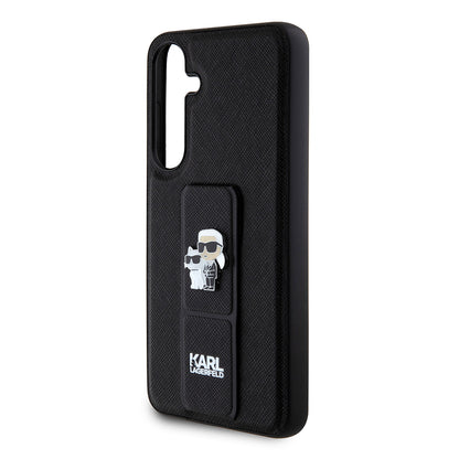 Capa MagSafe para Samsung Galaxy S24+ S926, Karl Lagerfeld, Saffiano Gripstand Karl & Choupette, Preta